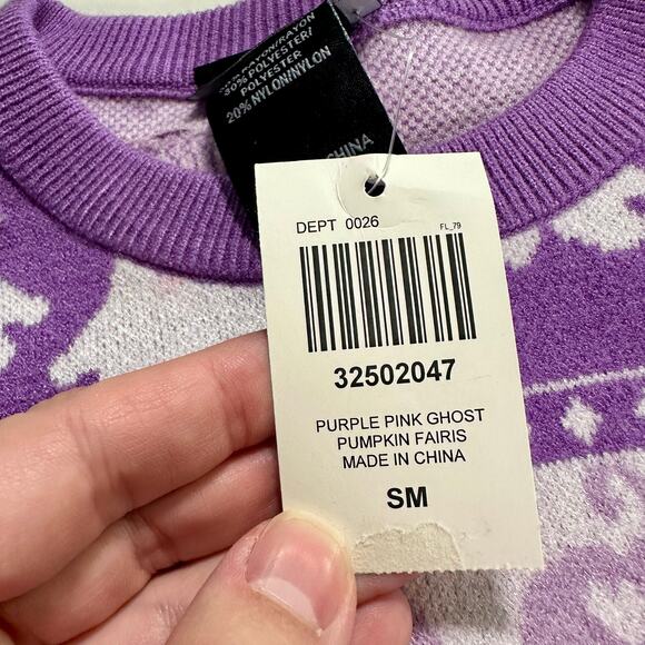 Sweet Society NWT Junior Small Pastel Ghosts & Jack-O-Lanterns Fair Isle Sweater - Picture 6 of 10